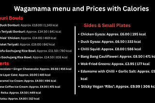 Wagamama Menu