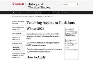 AGSEM, Teaching Assistant Positions and Discriminatory Hiring at McGill