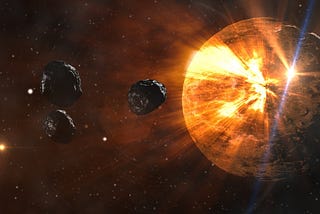 asteroids in space