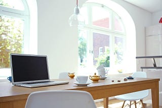 Laptop, Coffee, Dining table