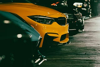 Cars parket in a line