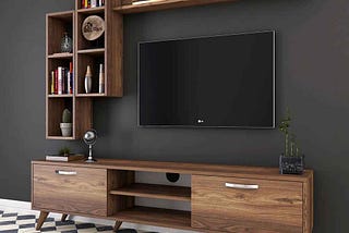 Tv Unit With Wall Shelf Tv Stand With Bookshelf Wall Mounted — The Home Canvas