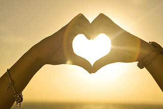 Heart Hand Gesture in front of Sun, How to Open Heart