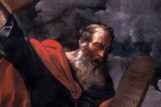 Classical painting of Moses holding the Ten Commandments, representing the biblical leader whose marriage to a Cushite woman sparked controversy in Numbers 12.