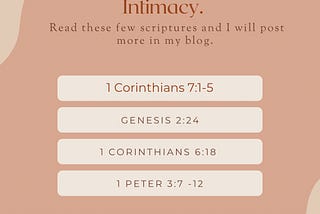 Marriage : sexual intimacy scriptures