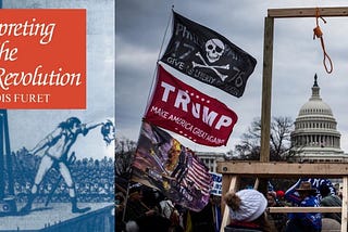 Book on French Revolution next to gallows at US Capitol from January 6 insurrection.