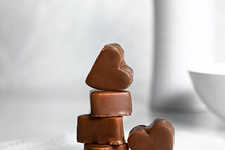 a stack of chocolate hearts waiting to be devoured by a chocolate lover
