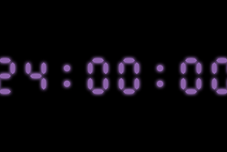 Digital clock font with time 24:00:00