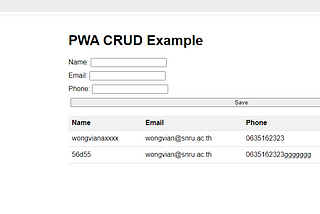 php code for pwa app crud example