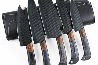 Damascus Chef Knife Set with Leather Sheath | Kitchen Knives