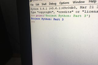 Project Python: Part 3