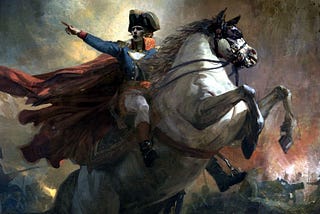 Image of young Napoleon on horseback. Illustration from a computer game.