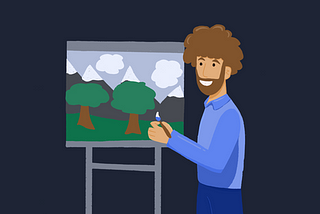 Cartoon of Bob Ross