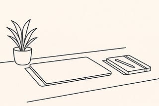AI generated illustration of a minimalist workspace