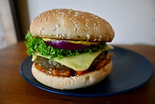 Photo of a delicious home-made vegan burger