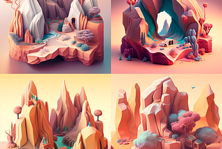 A dreamy landscape crafted with Sandstone, created with MidJourney