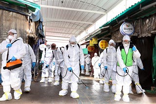 Disinfecting streets in Korea