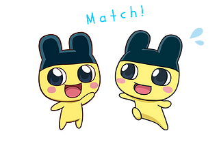 A pair of Mametchi about to play a game of match. Art Cr.: Tamagotchi & mxpux