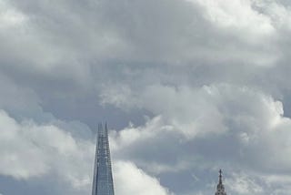 view of St Pauls and The Shard under a cloudy sky