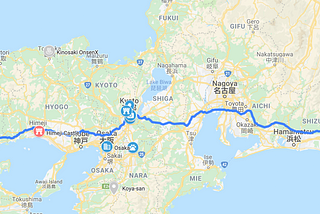 Map visualisation of my trip to Japan