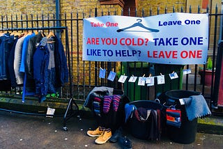If you are cold, take one. If you want to help, leave one