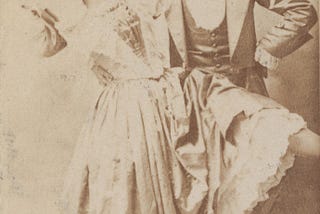 An antique photography depicting two dancers