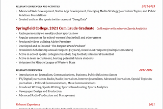 Updating a Resume: 6012 Case Study