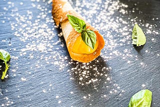 Basil Lemon Curd In Tuile Cone