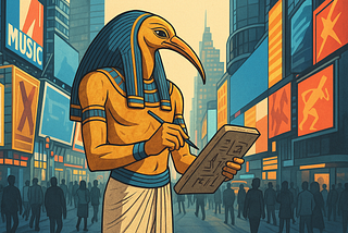 AI generated image of the egyptian deity of writing toth