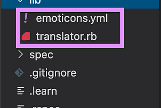 Both the emoticons.yml and translator.rb are placed in the lib folder