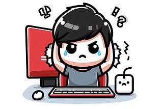 Image of frustrated male character in kawai style