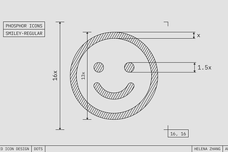 Technical drawing of a smiley icon