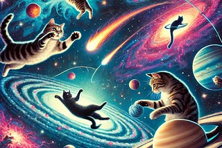 Cats Playing Amongst the Stars