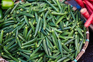 A basket full of okra.