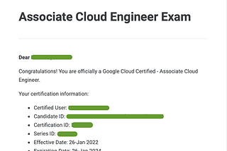 Final result, mail from Google Cloud