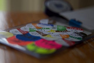 Hospital identification badge with stickers