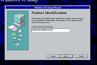 Reversing Microsoft’s Windows95 Product Key Check Mechanism.