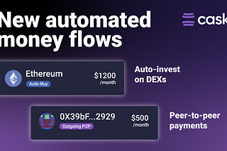 New money flow automations: Auto-investing on DEXs & Peer to peer payments
