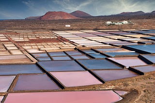 Evaporation ponds in a desert