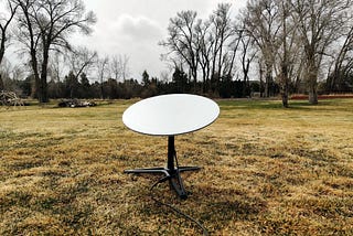 Starlink dish on tripod in my yard