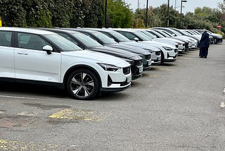 A row of Polestar electric cars