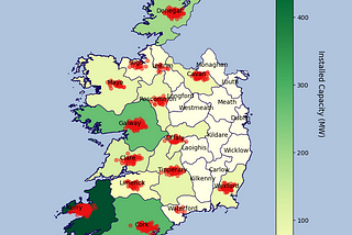 Creating choropleth map using GeoPandas — Irish wind energy dataset