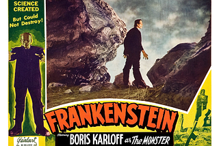 Frankenstein film lobby card featuring Boris Karloff as the monster