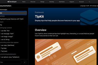TipKit Apple Documentation page