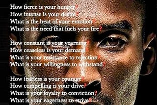 Image of NBA player Kobe Bryant & poem about the Mamba Mentality level of passion needed to win.