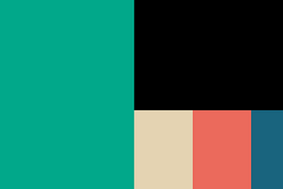 The finalized Kiip brand colors. Emphasis on the calm green chosen with secondary colors being black, muted mustard yellow, soft red, and dark blue.