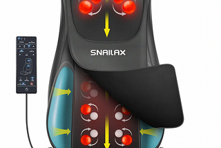 Snailax Full Body Shiatsu Neck Back Chair Pad with Compression & Heat — SL-229