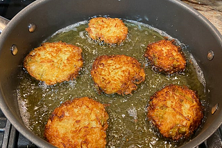 Latkes cooking in oil!