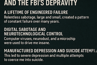 Manufactured Failure, Psychological Warfare, and the FBI’s Depravity