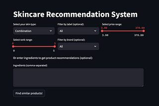 Skincare Products Recommendation System